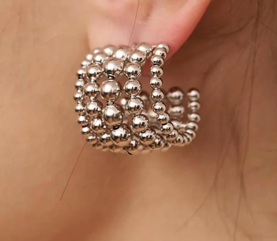 Kenneth Jay Lane Gold Beaded Hoop Earrings for Women - Pierced Elegant Jewelry