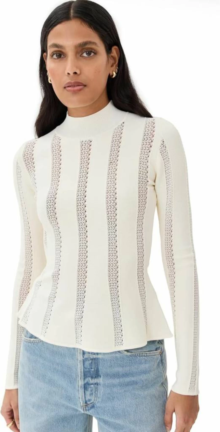 Sea Women's Devon Knit Peplum Top - Soft Casual Stretch Blouse for Women