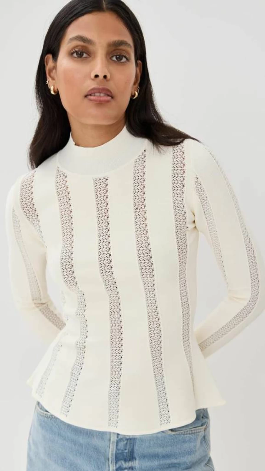 Sea Women's Devon Knit Peplum Top - Soft Casual Stretch Blouse for Women
