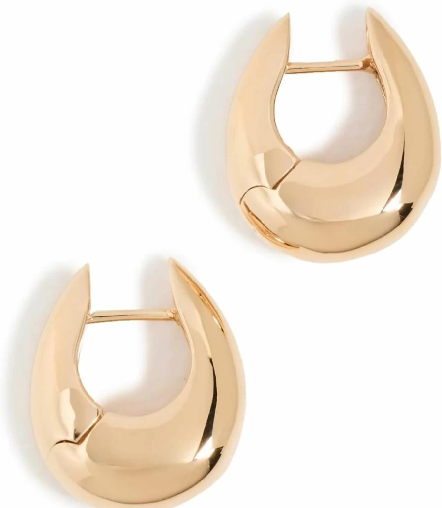 Annika Inez Women's Small Gold Hoop Earrings - Sleek Sloping Hinge Design