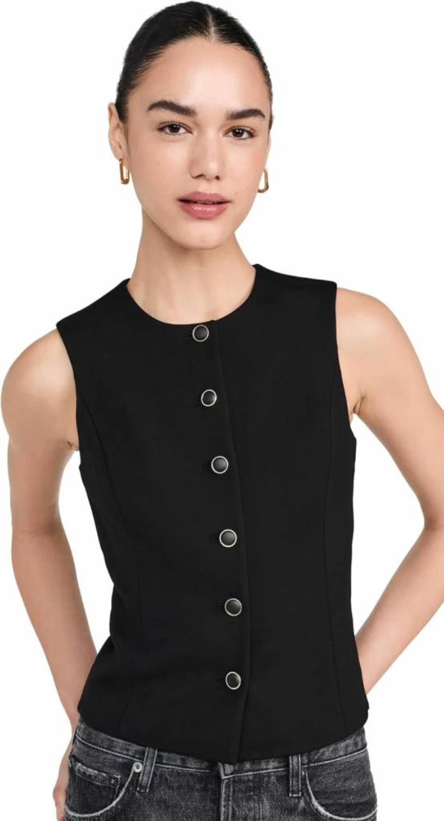 Rag & Bone Women's Irina Button-Up Vest - Classic Denim Waistcoat for Stylish Layering