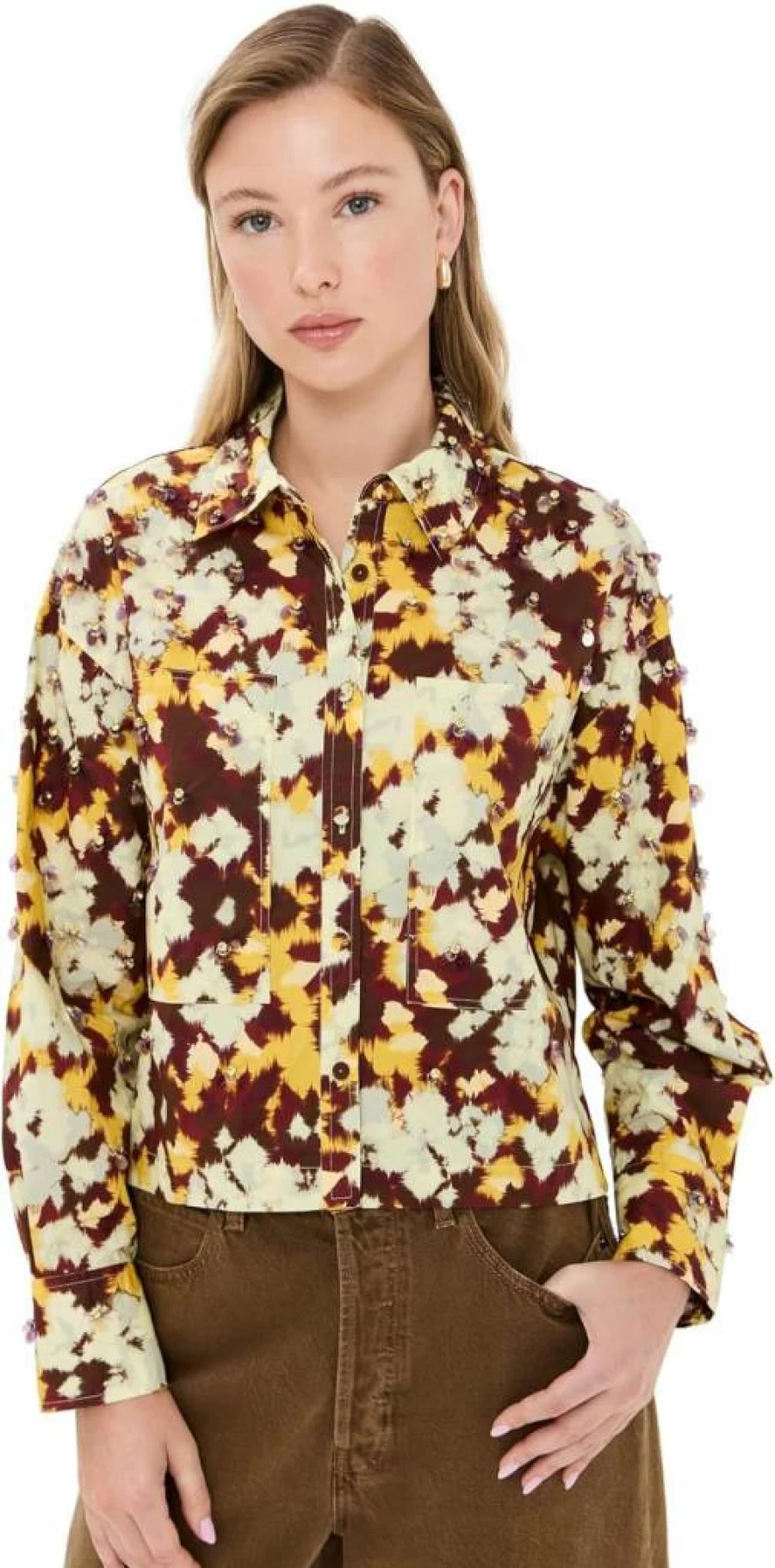 Ulla Johnson Women's Aria Blouse | Floral Printed Silk Top | Elegant Feminine Blouse