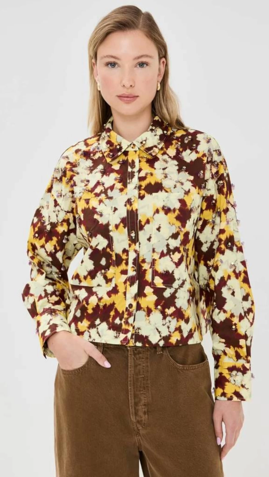 Ulla Johnson Women's Aria Blouse | Floral Printed Silk Top | Elegant Feminine Blouse