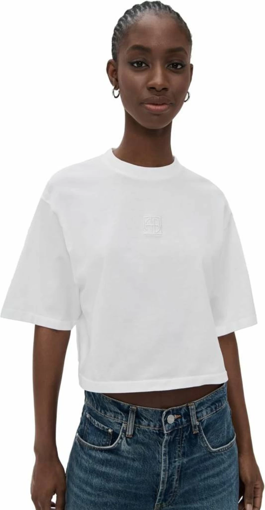 ANINE BING Women's Myers Cropped T-Shirt | Casual Short Tee for Women