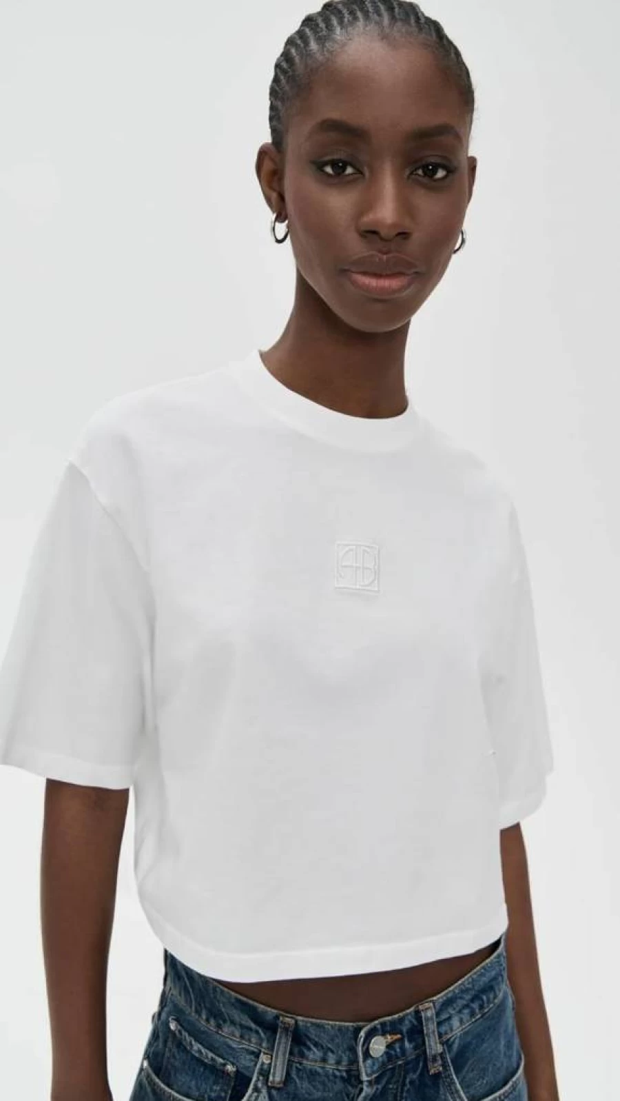 ANINE BING Women's Myers Cropped T-Shirt | Casual Short Tee for Women
