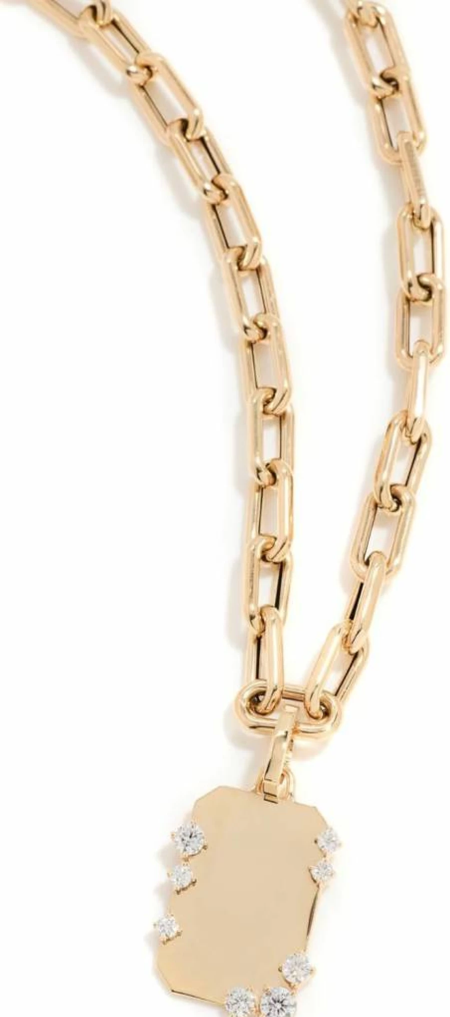 Adina Reyter Women's 5.3mm Diamond Dog Tag Italian Sterling Silver Chain Necklace