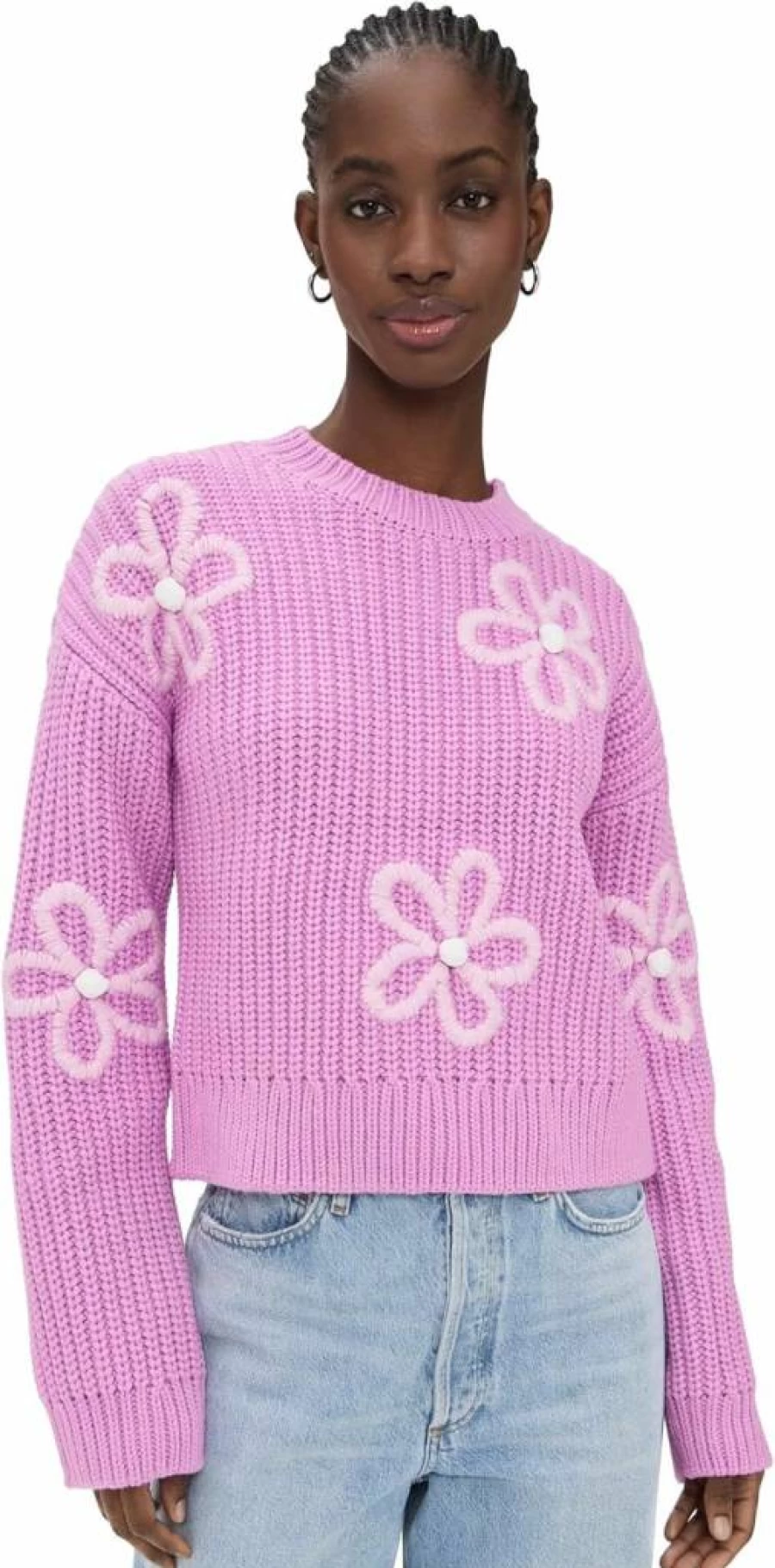 English Factory Women's Floral Embroidered Knit Sweater Top