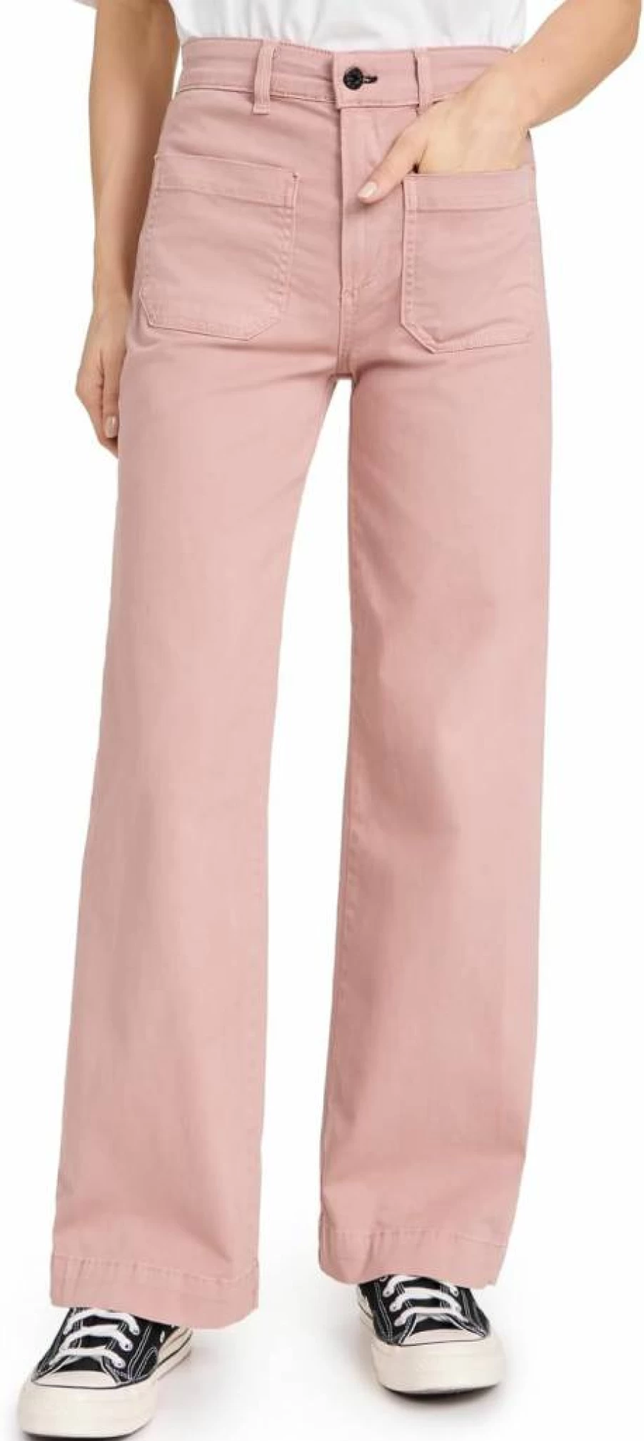 ASKK NY Women's High-Waisted Sailor Pants - Trendy Striped Wide Leg Trousers for Fashionable Outfits
