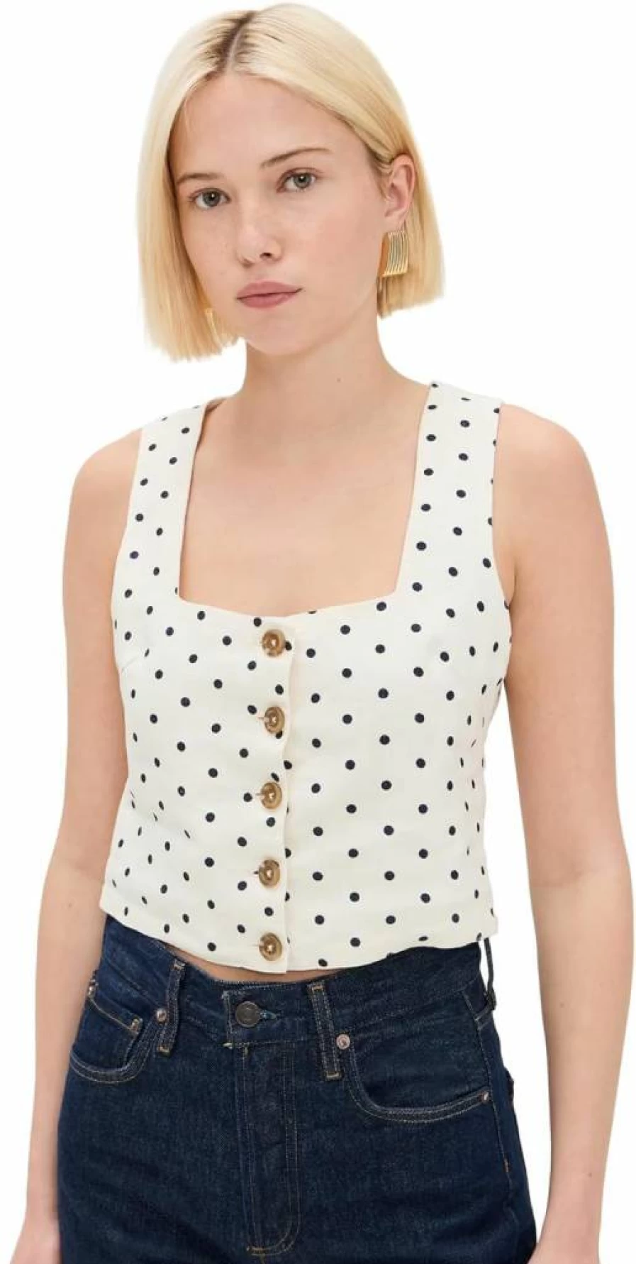 DL1961 Women's Lizzie Cropped Linen Blouse - Sustainable Linen Short Sleeve Top