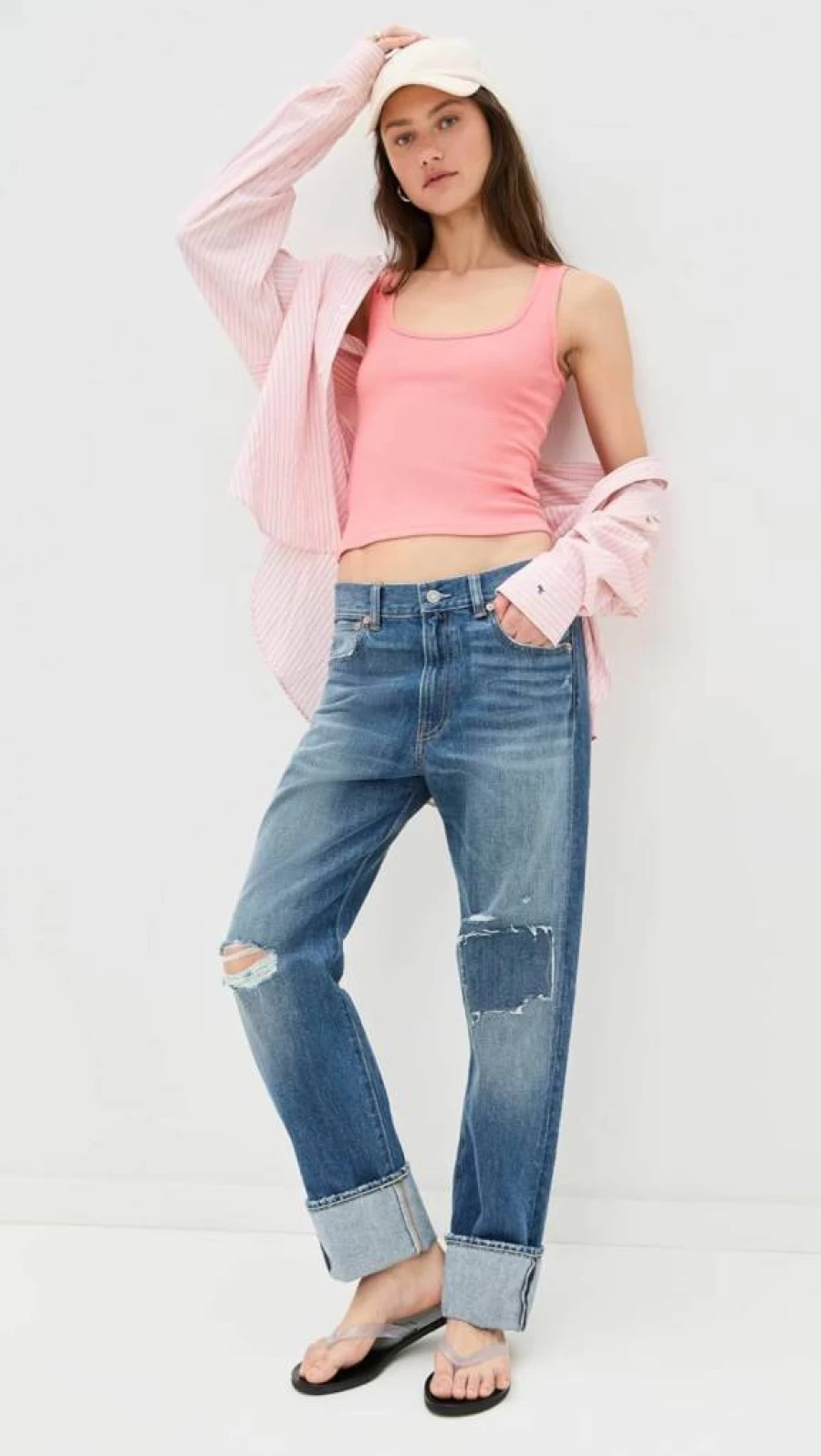 Denimist Women's Lucy Boyfriend Jeans - High Waisted Distressed Denim for Casual Comfort