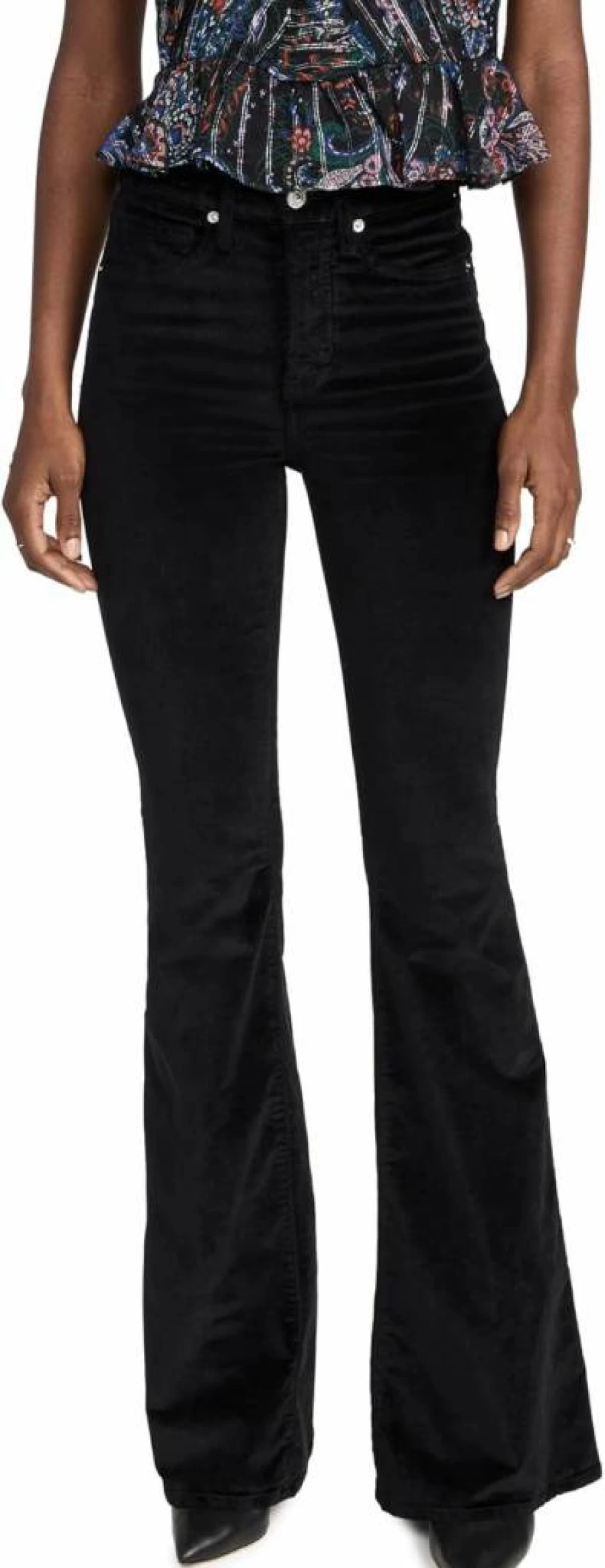 Veronica Beard Women's Sheridan Velvet Flare Bell Bottom Jeans - Luxe Velvet Denim Pants for Women