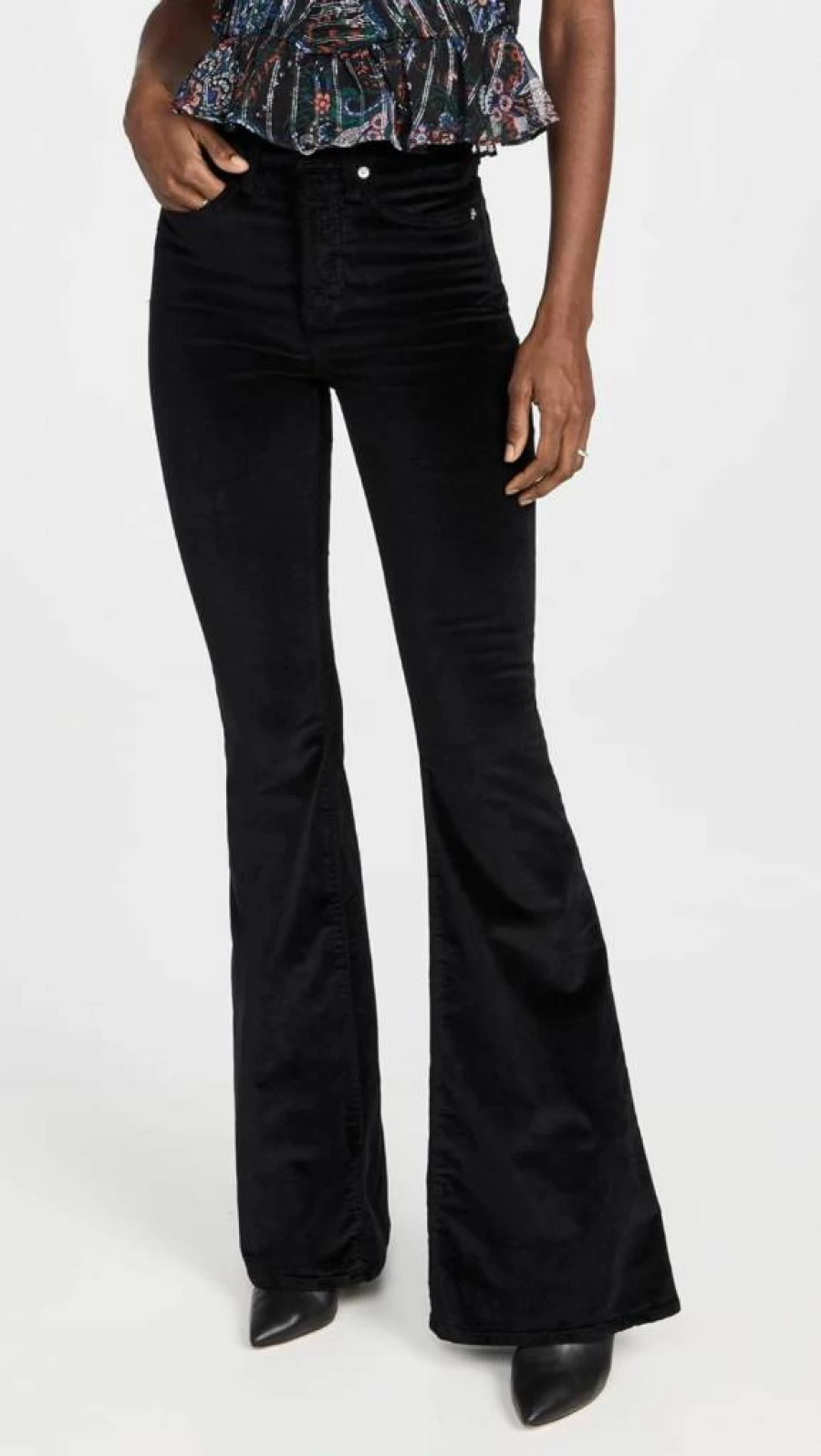 Veronica Beard Women's Sheridan Velvet Flare Bell Bottom Jeans - Luxe Velvet Denim Pants for Women