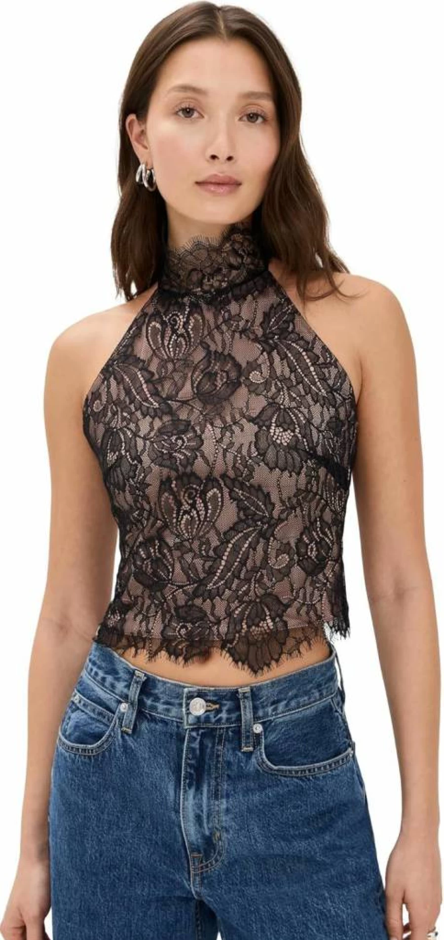 Retrofete Women's Cyrene Lace Top | Elegant Feminine Blouse for Women | Fashionable Lace Detail Tops