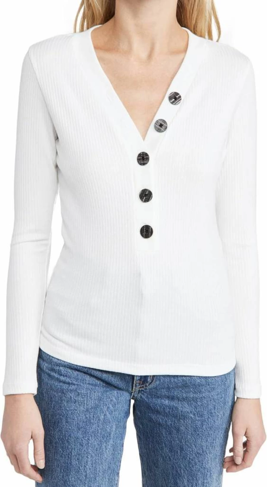 ASKK NY Women's Long Sleeve Ribbed Knit Tee - Soft Stretch Comfort Fit T-Shirt