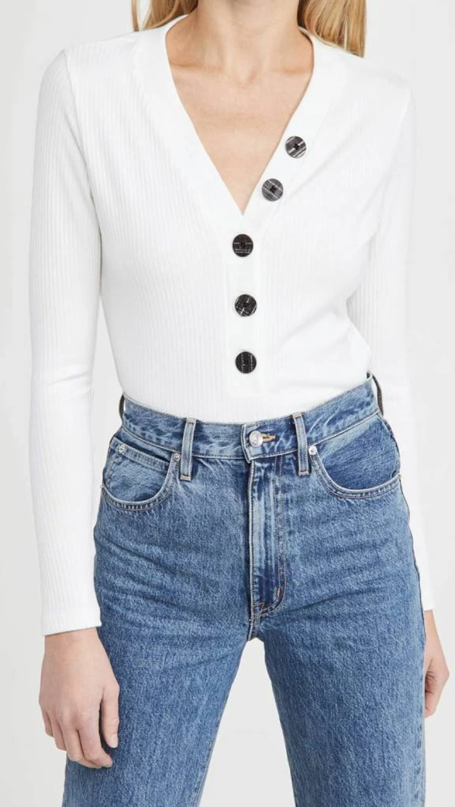 ASKK NY Women's Long Sleeve Ribbed Knit Tee - Soft Stretch Comfort Fit T-Shirt