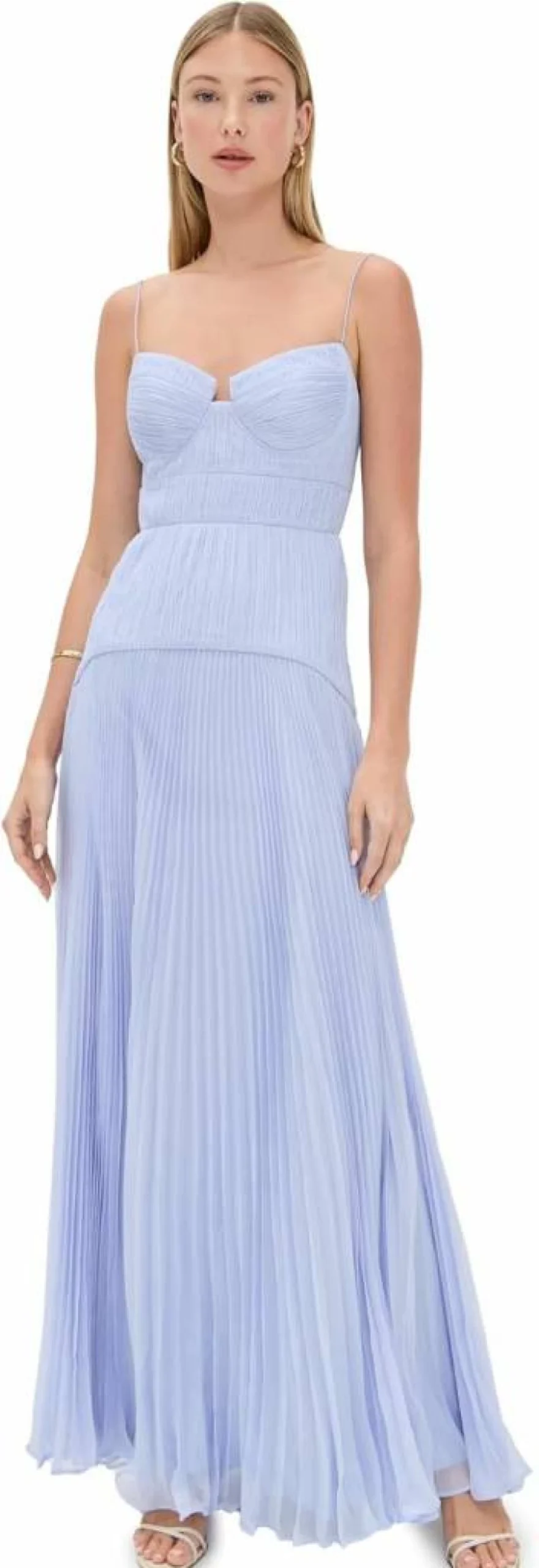 AMUR Women's Saylor Pleated Maxi Dress Elegant Flowy Gown