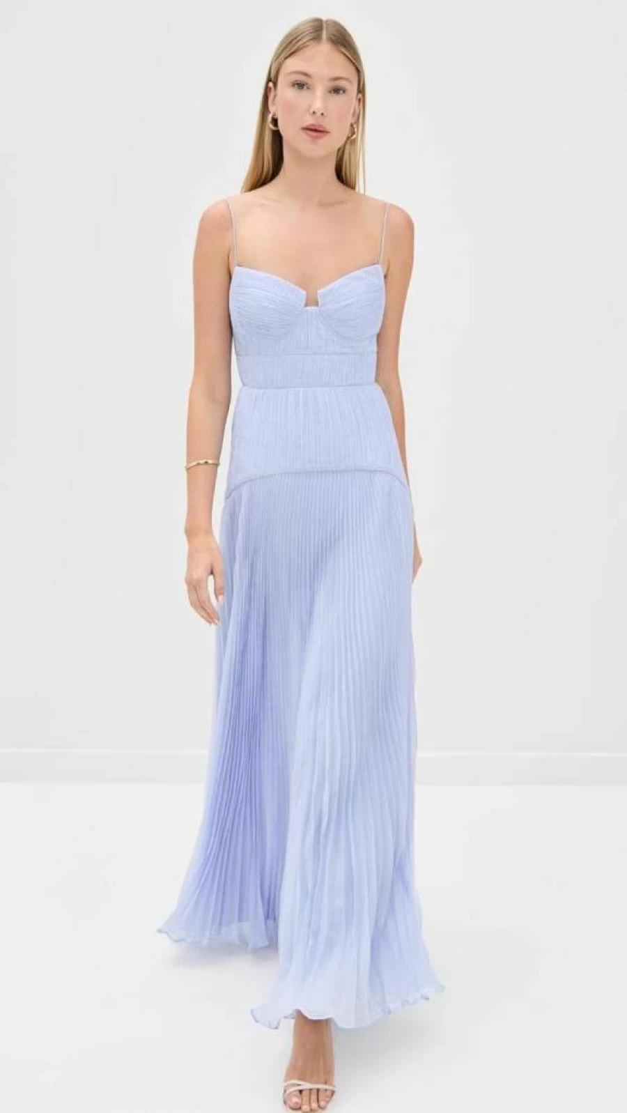 AMUR Women's Saylor Pleated Maxi Dress Elegant Flowy Gown