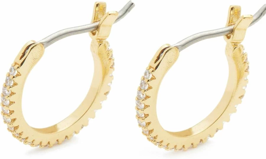 Gorjana Madison 18K Gold Plated Cubic Zirconia Mini Hoop Earrings with Surgical Steel Post - Lightweight Huggie Studs