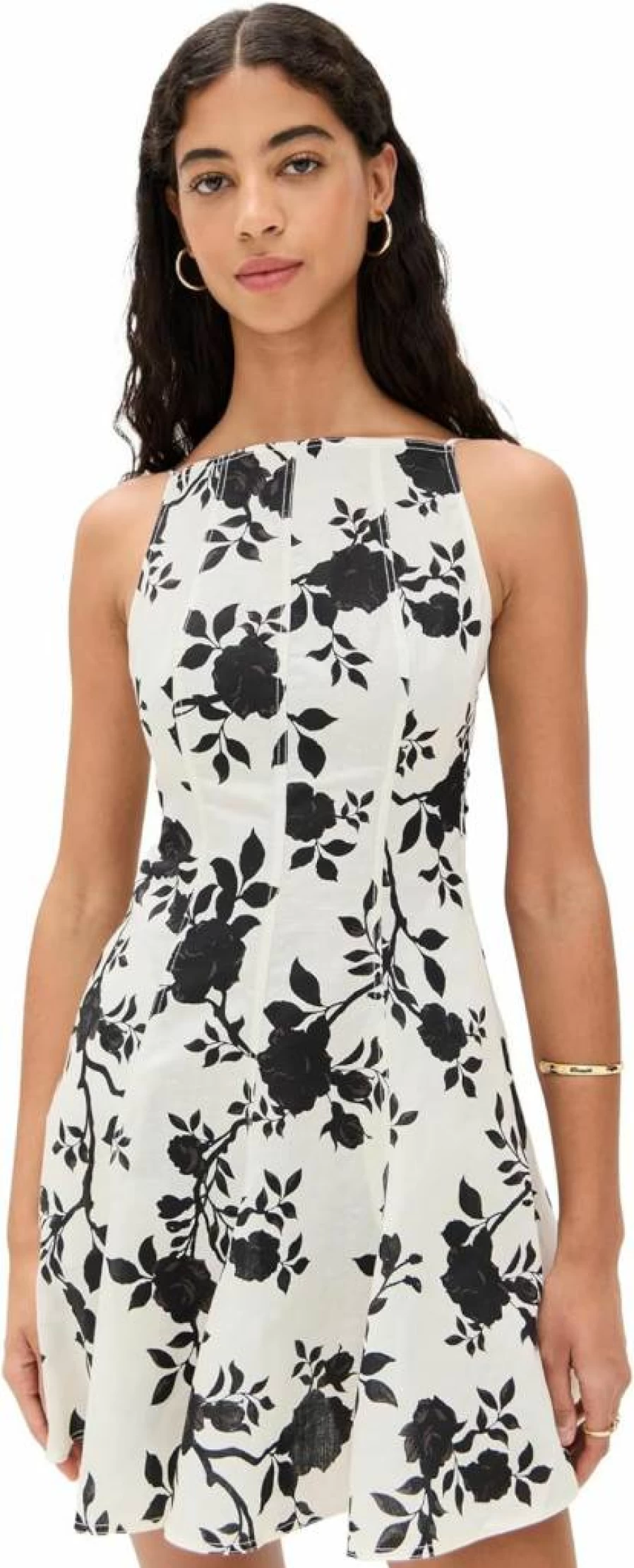 Self Portrait Floral Print Linen Mini Dress for Women - Summer Boho Chic Short Dress