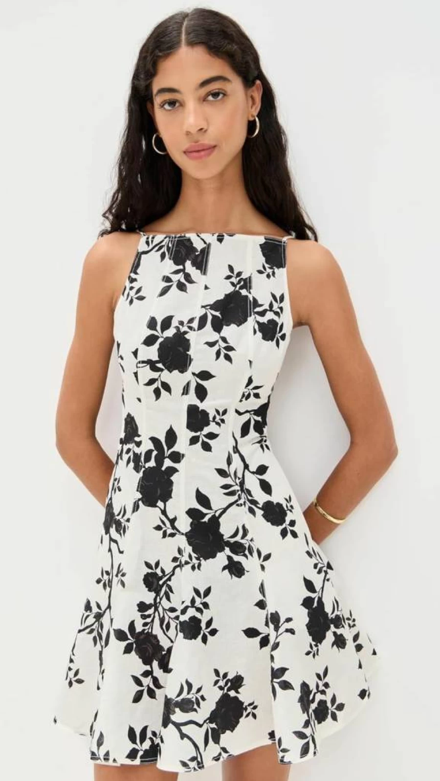 Self Portrait Floral Print Linen Mini Dress for Women - Summer Boho Chic Short Dress