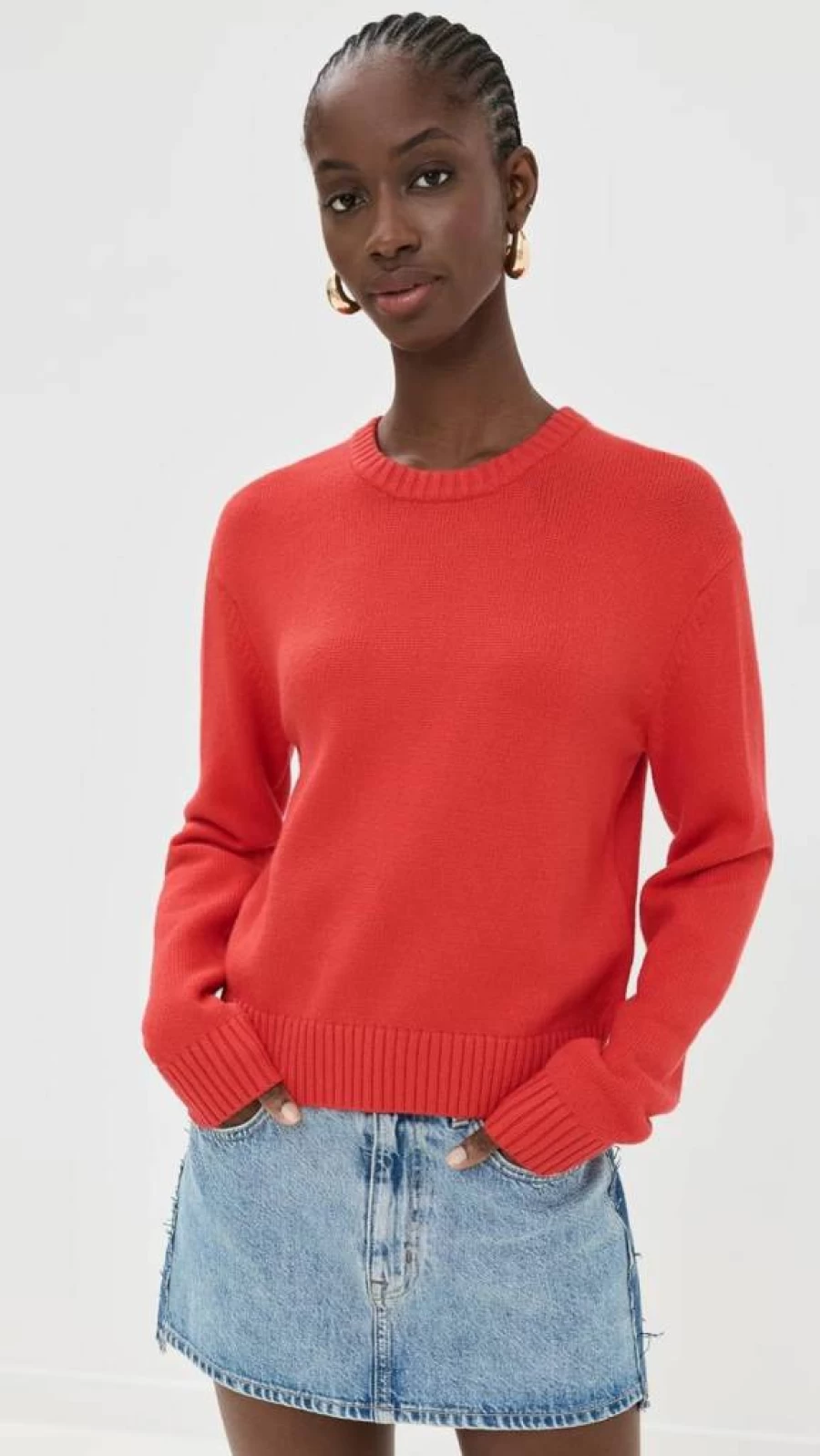 Good American Women's Cozy Crewneck Sweatshirt - Soft Casual Pullover Top