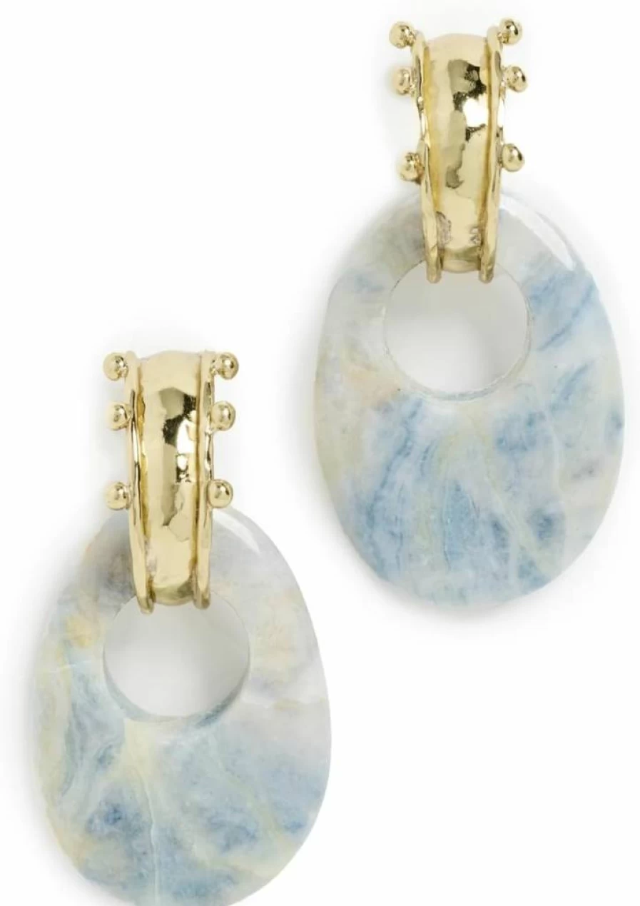Ulla Johnson Nalani Geo Stone Stud Earrings for Women - Handcrafted Bohemian Jewelry