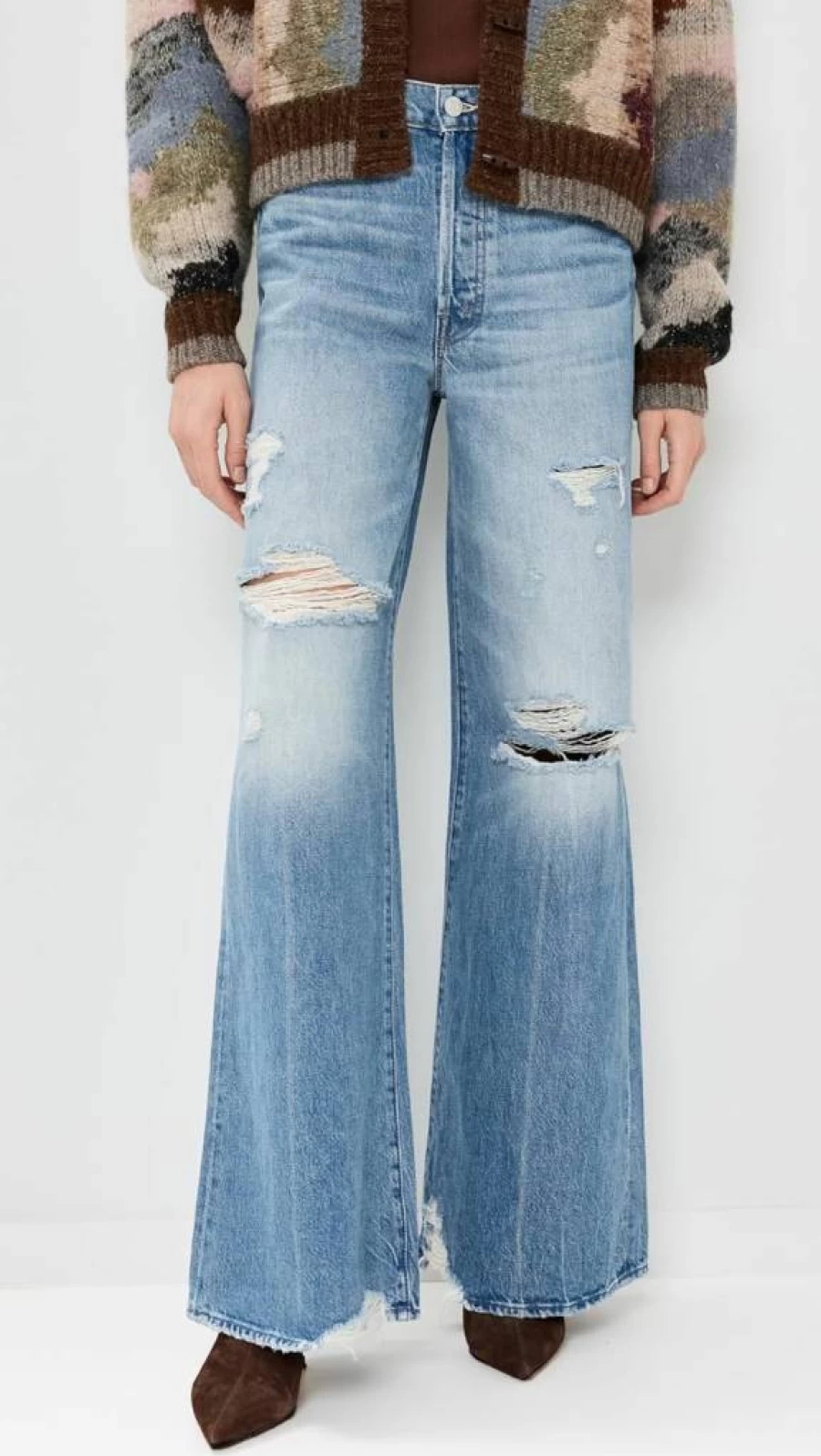 MOTHER Women's The Ditcher Roller Sneaker Jeans - Distressed Denim Sneakers