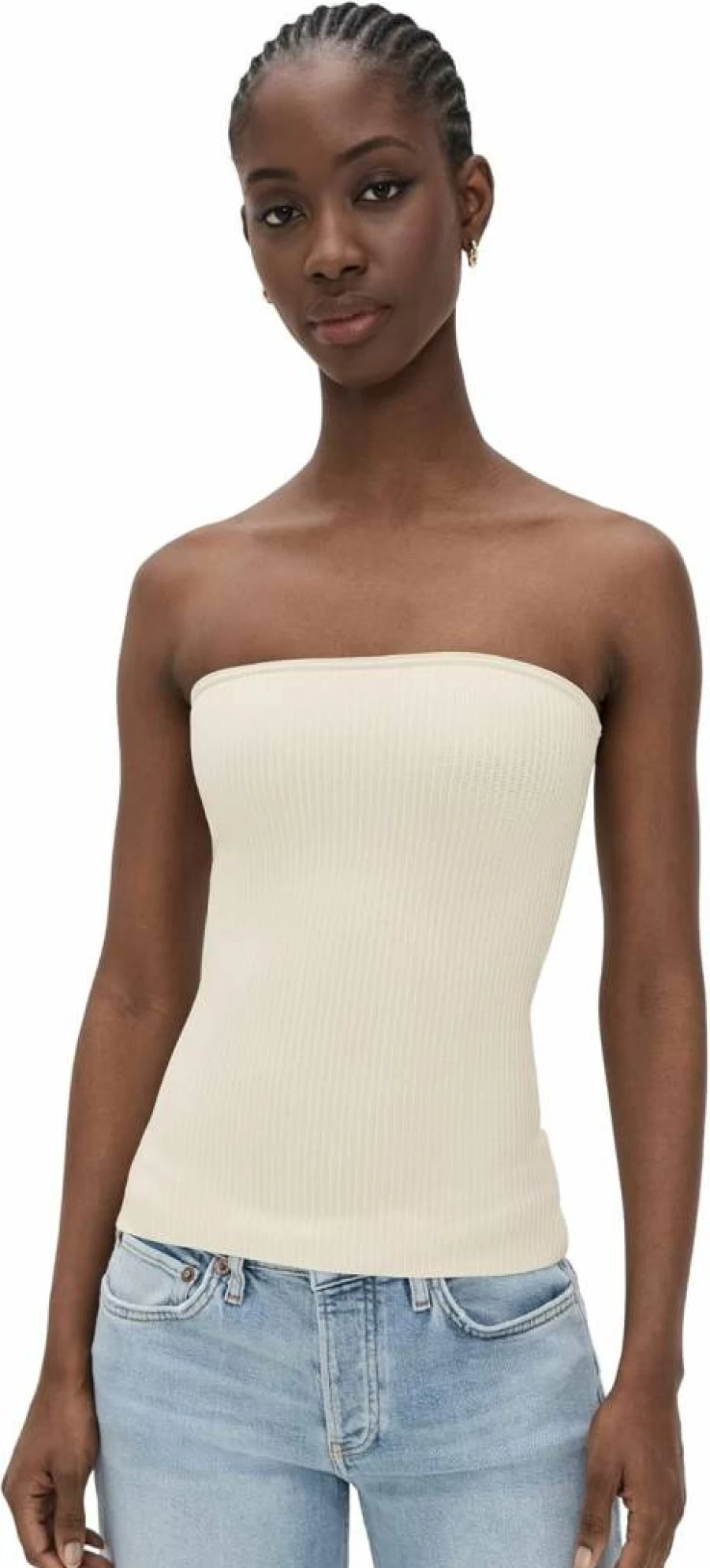 DL1961 Women's Instasculpt High-Waisted Ribbed Tube Top - Stretchy Comfort Fit