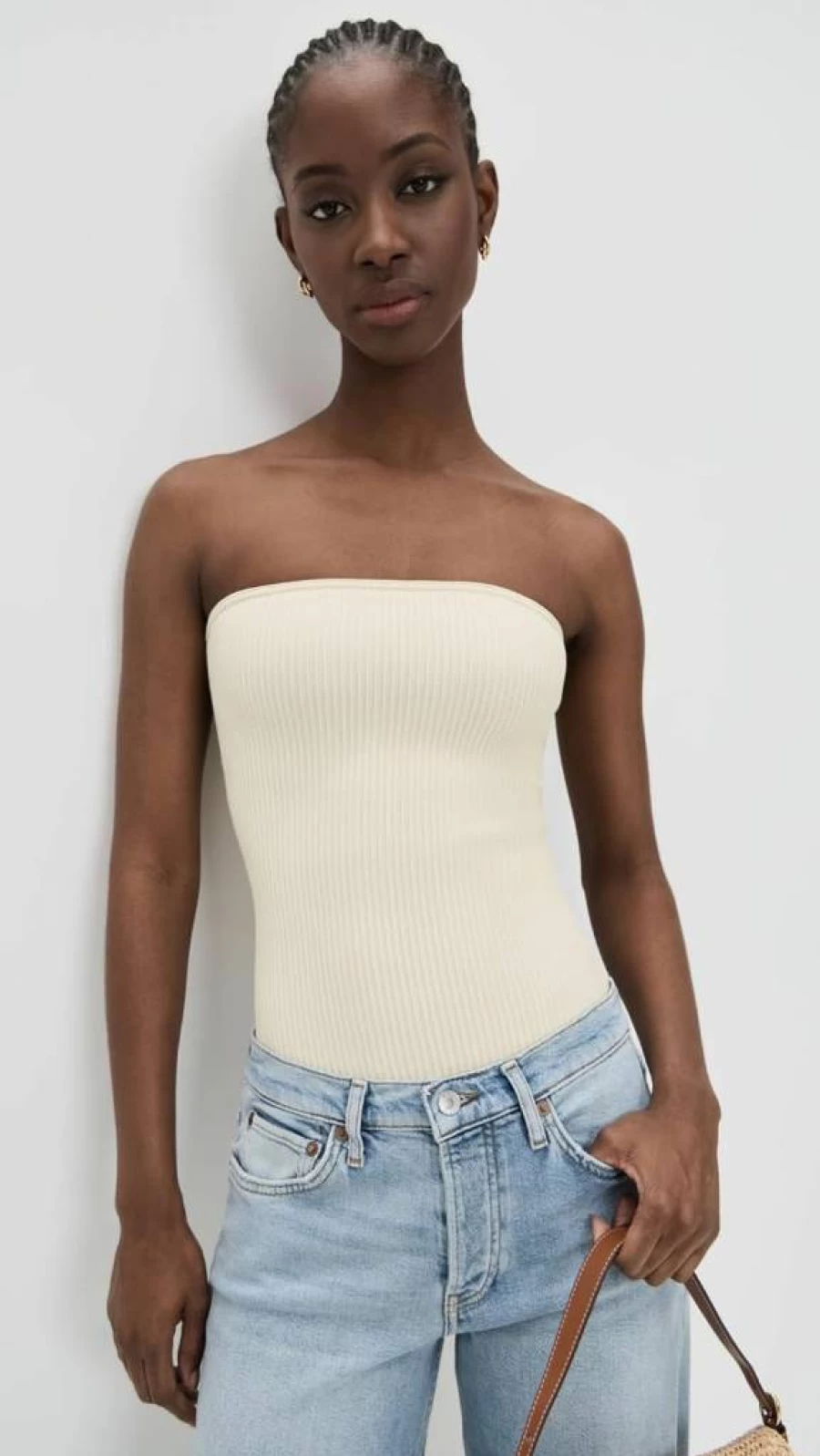 DL1961 Women's Instasculpt High-Waisted Ribbed Tube Top - Stretchy Comfort Fit