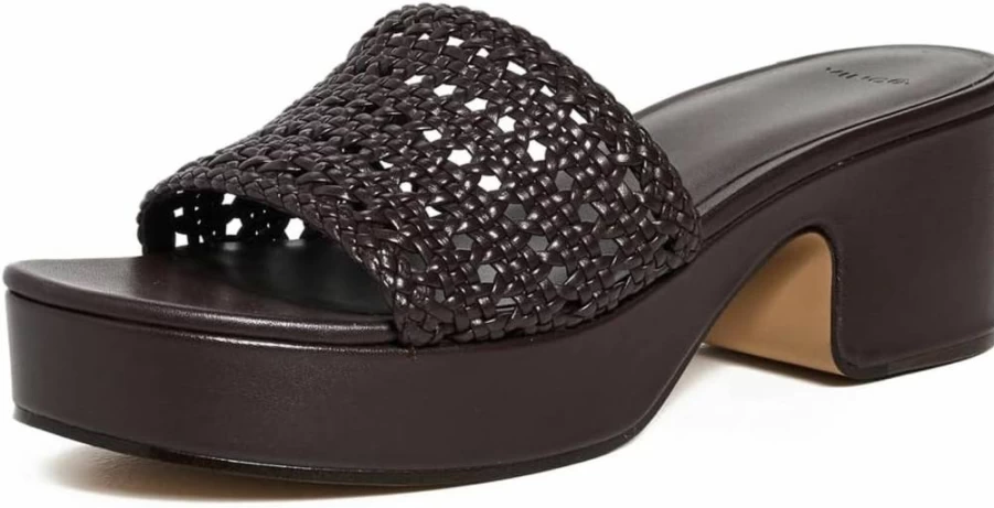 Vince Margo Women's Woven Leather Sandals – Stylish Comfortable Slide Sandals for Women
