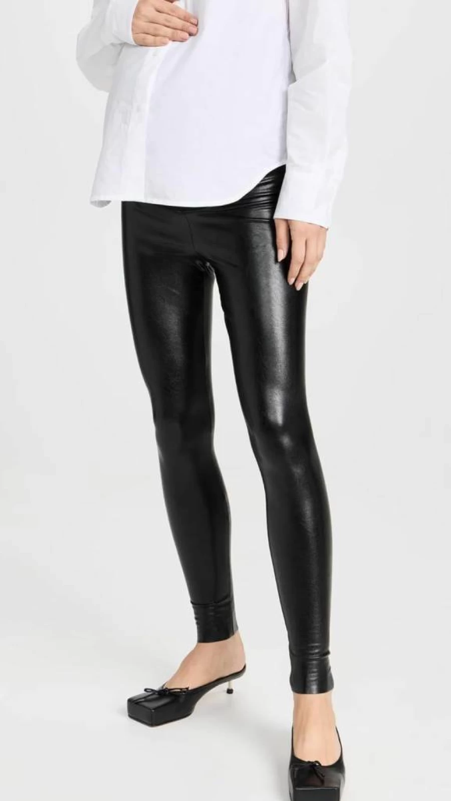 Commando Women's Faux Leather Maternity Leggings - High-Waisted Stretch Pregnancy Pants
