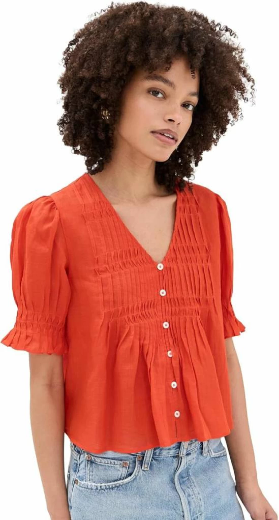 Sea Women's Zora Solid Button-Down Shirt - Casual Short Sleeve Blouse for Women
