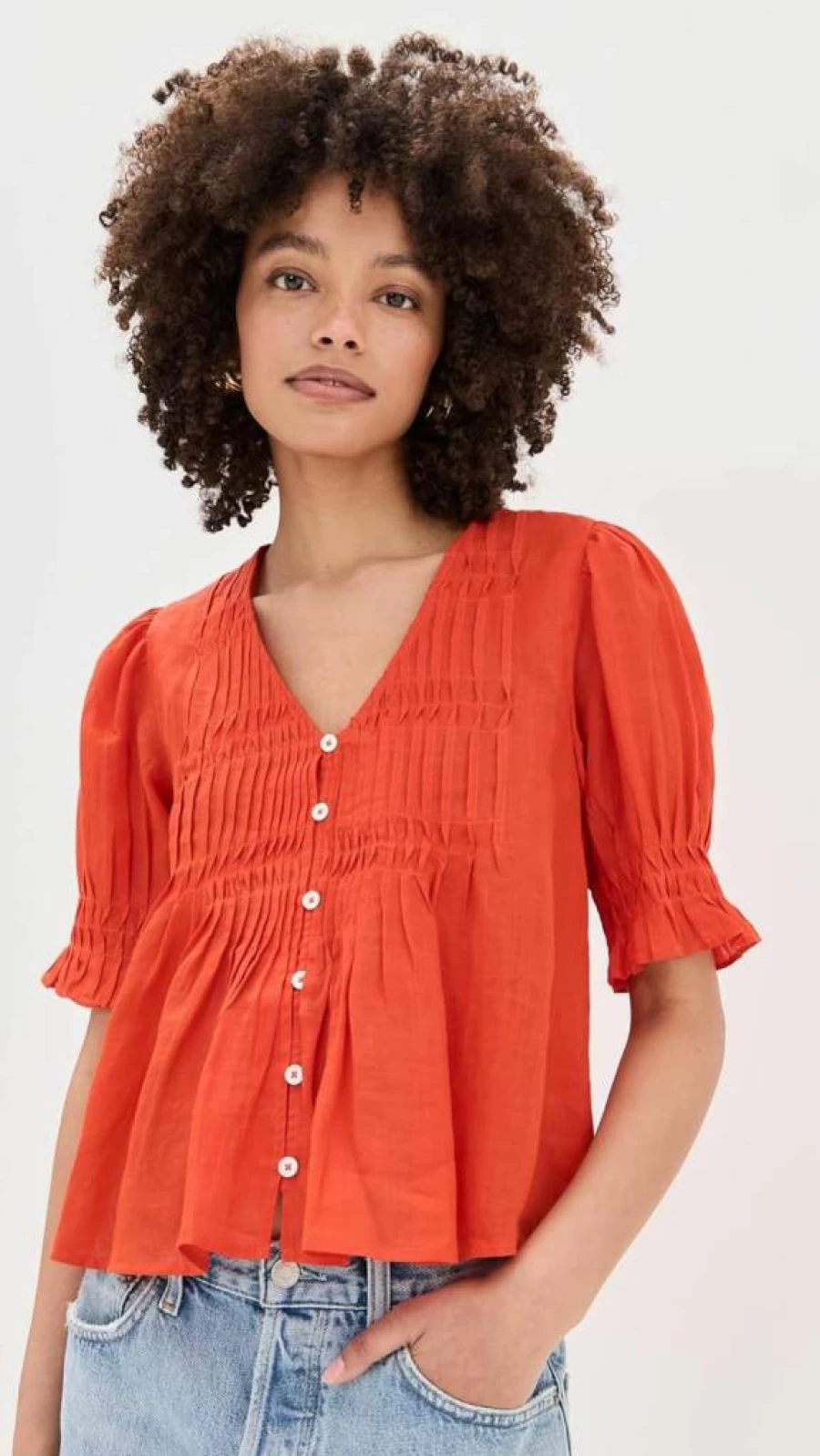 Sea Women's Zora Solid Button-Down Shirt - Casual Short Sleeve Blouse for Women