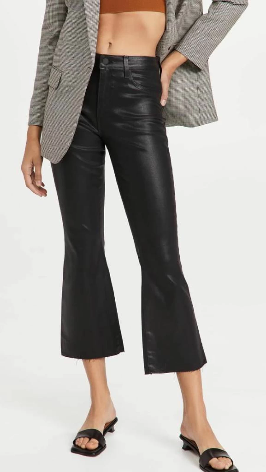L'AGENCE Women's Kendra High Rise Cropped Flare Jeans - Stretch Denim Bootcut Pants