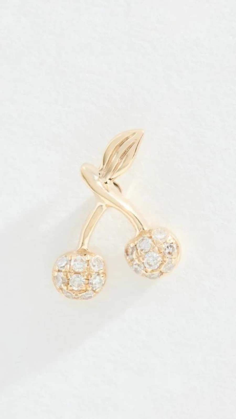 EF Collection 14K Gold Diamond Cherry Stud Earrings for Women