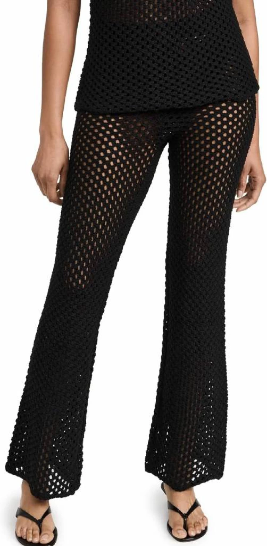 MINKPINK Women's Gayla Crochet Pants - Boho Lace High Waist Flare Trousers for Summer