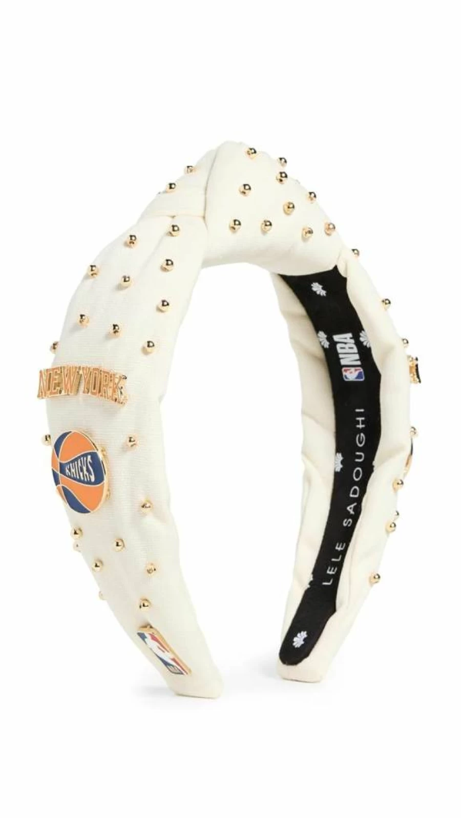 Lele Sadoughi Embellished New York Knicks Headband for Women - Ivory 100, Off White, Fashion Hair Accessory