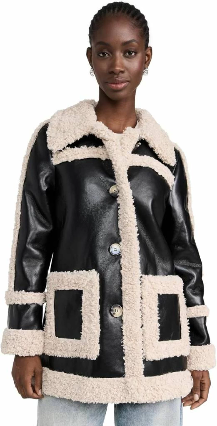 Avec Les Filles Women's Faux Shearling Jacket - Cozy Winter Coat with Stylish Shearling Detail