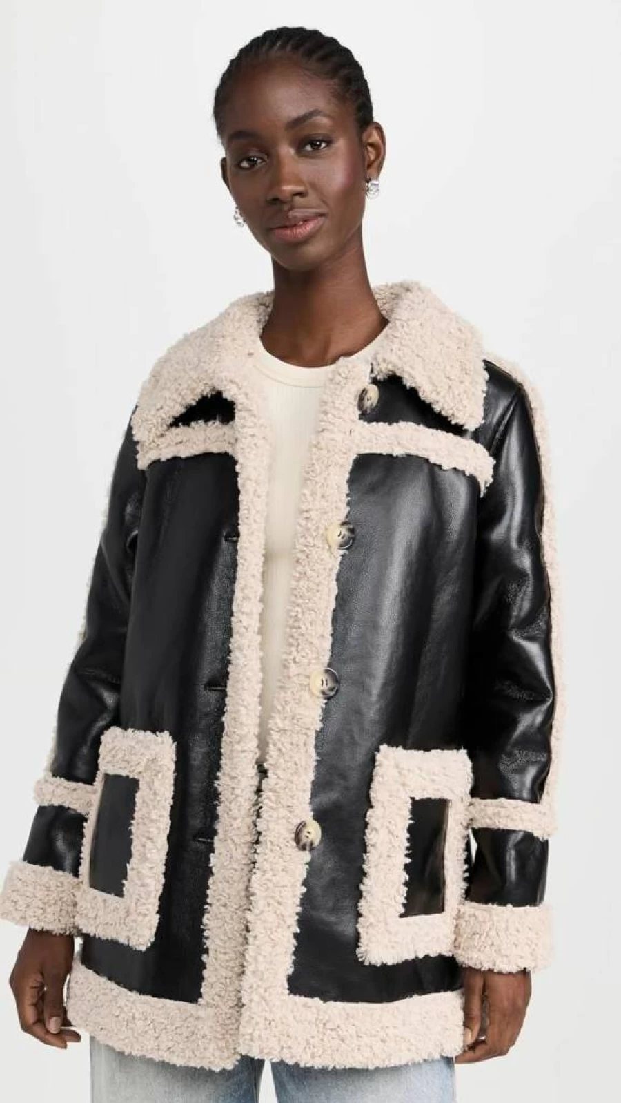 Avec Les Filles Women's Faux Shearling Jacket - Cozy Winter Coat with Stylish Shearling Detail