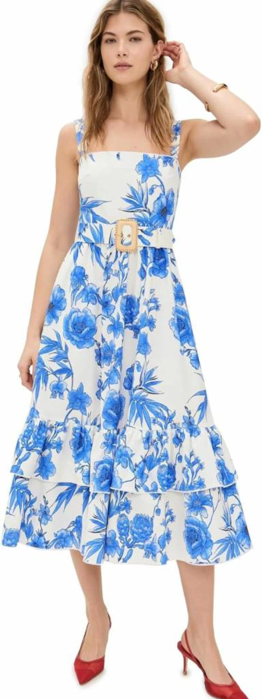 Borgo de Nor Women's Dani Dress - Elegant Flowy Summer Dress with V-Neck and Floral Print