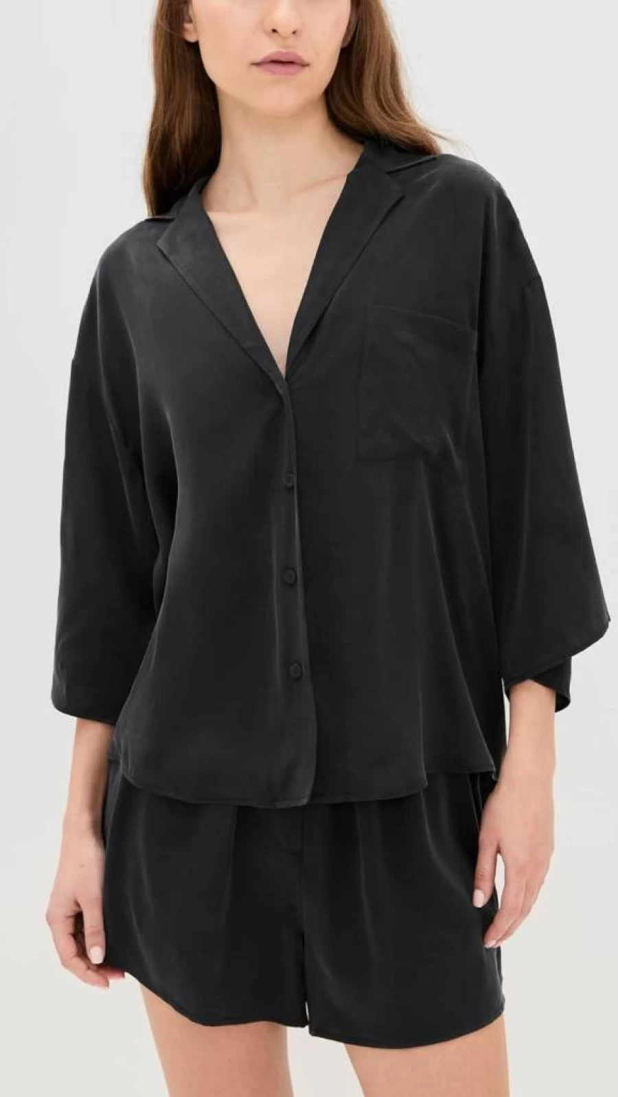 Lunya Women's Washable Silk Pajama Set - Button-Up Top & Shorts