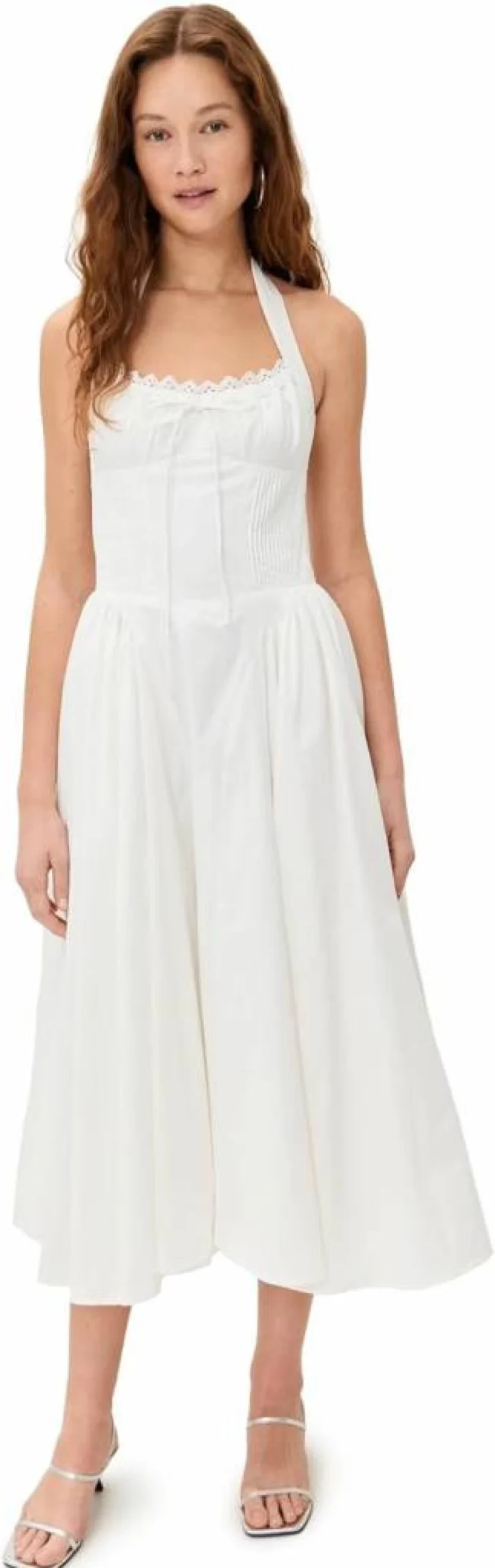 Line & Dot Women's Abbott Dress - Stylish Floral Print Summer Midi Dress with V-Neck and Ruffle Sleeves