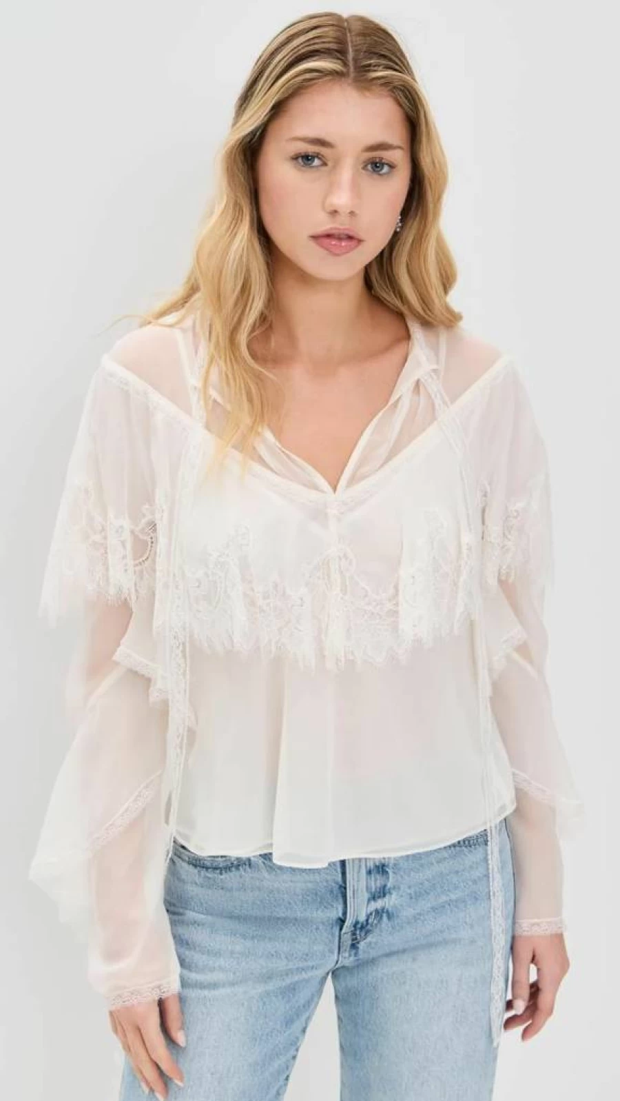 LOVESHACKFANCY Women's Afton Blouse | Floral Print Boho Top | Feminine Vintage Style Blouse