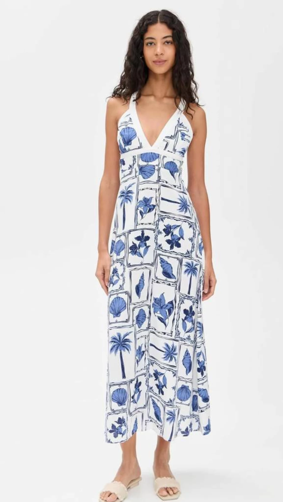 MINKPINK Women's Sylvie Floral Panel Midi Dress - Boho Chic Summer Dress with Ruffled Hem