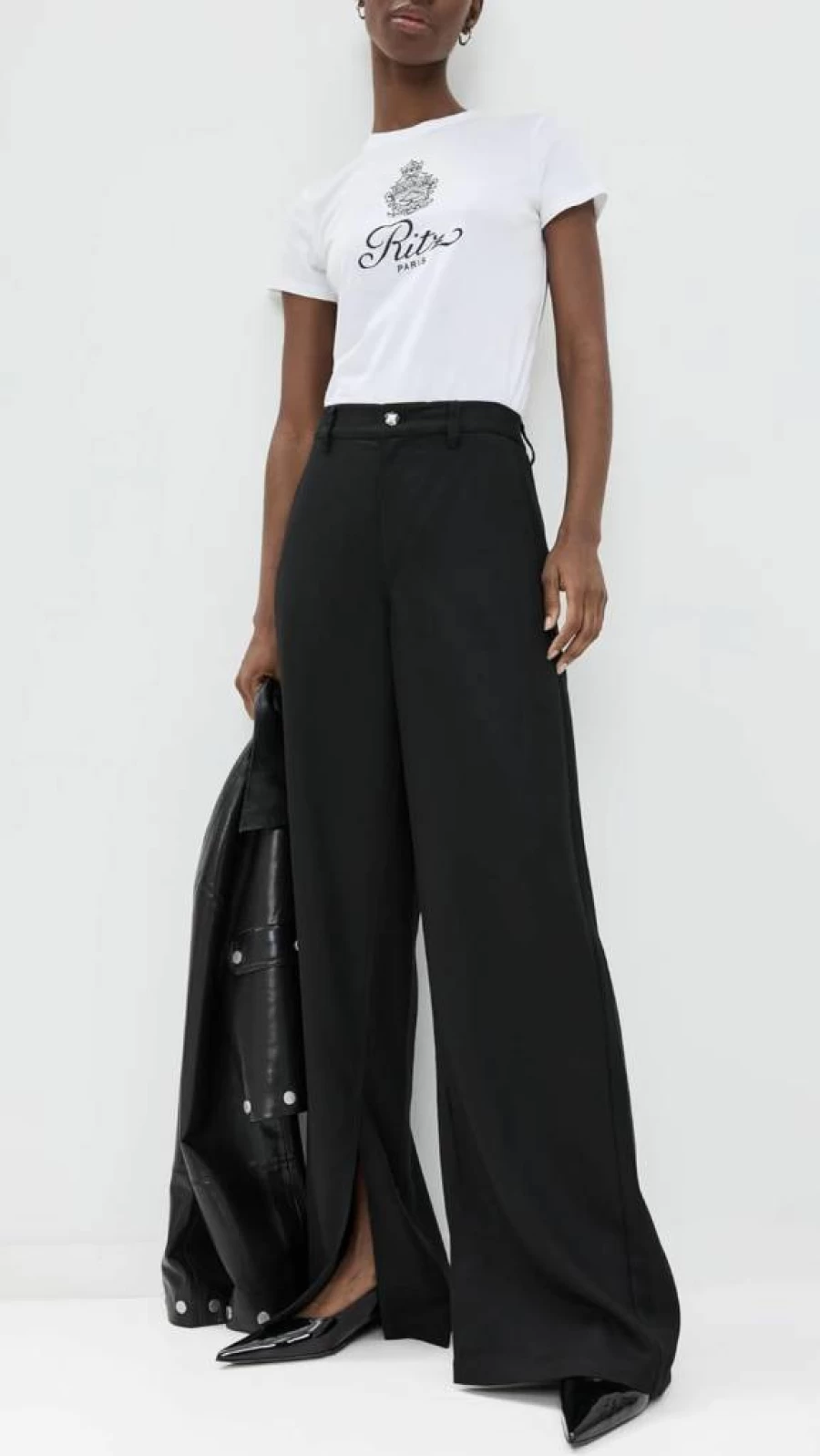 PAIGE Women's Portia Pants with Inseam Slit - High-Waisted Slim Fit Ankle-Length Trousers