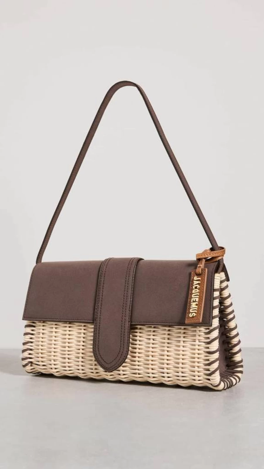 Jacquemus Le Bambino Long Osier Woven Straw Shoulder Bag for Women