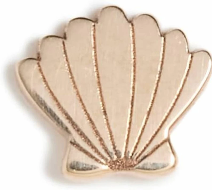 ZOE CHICCO 14K Yellow Gold Tiny Shell Stud Earrings for Women Minimalist Dainty Studs