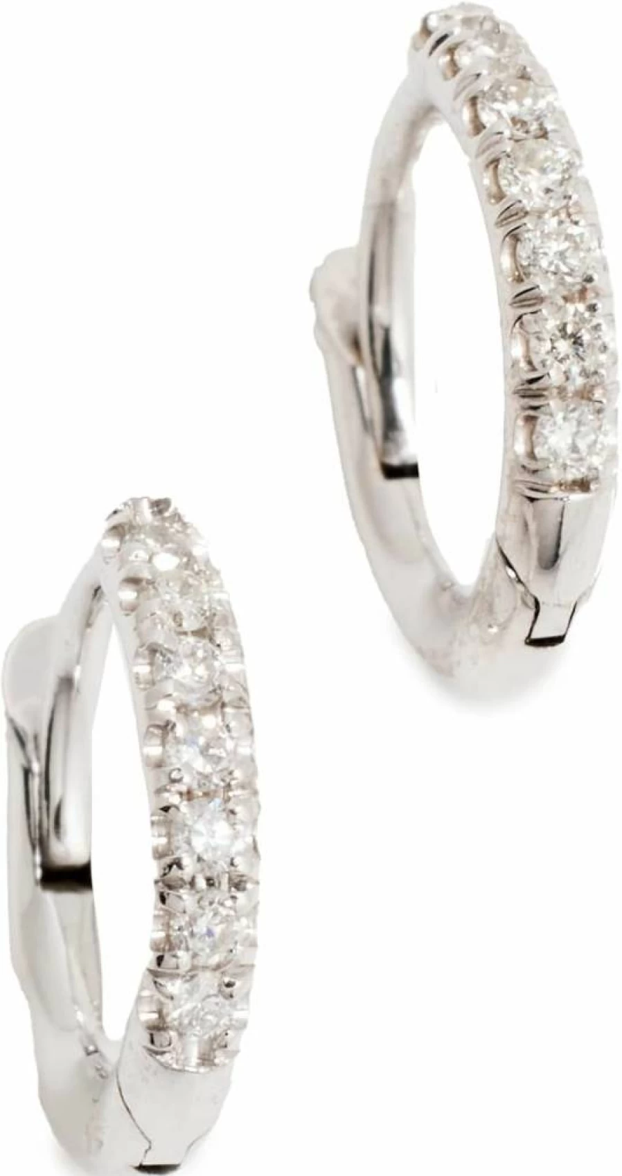 ZOE CHICCO 14K White Gold XS Pave Diamond Hinged Huggie Hoop Earrings for Women