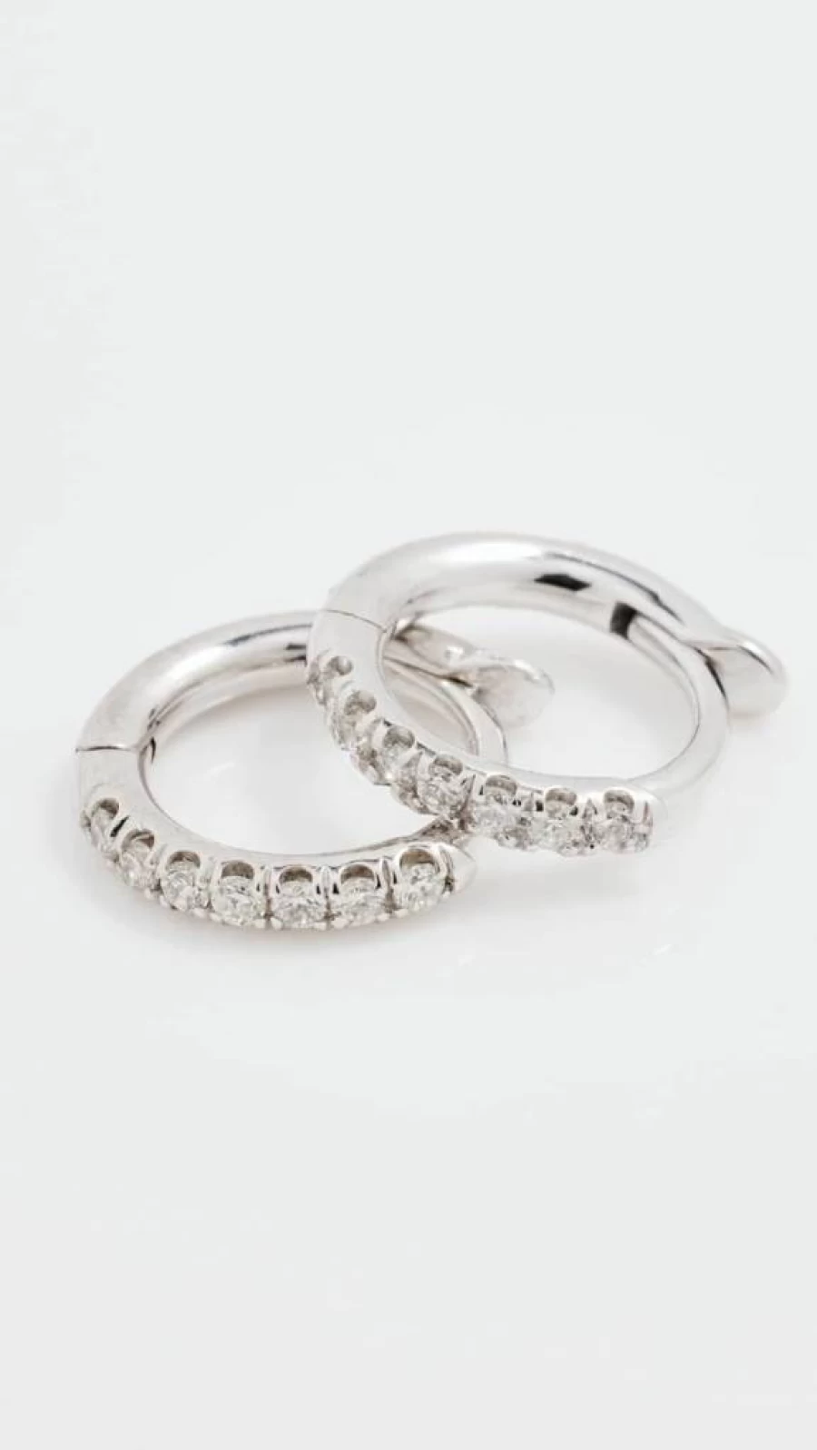 ZOE CHICCO 14K White Gold XS Pave Diamond Hinged Huggie Hoop Earrings for Women