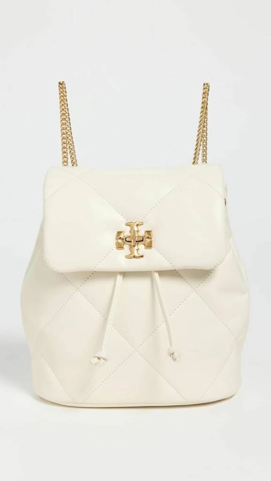 Tory Burch Kira Mini Backpack for Women - Diamond Quilted Design in Warm White, Luxury Small Backpack Purse